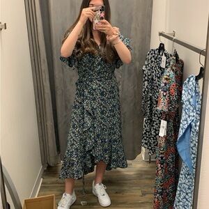 Floral midi wrap dress